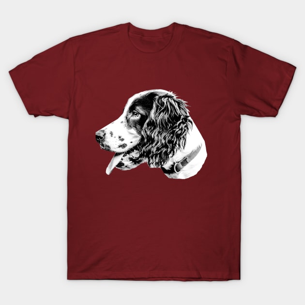 Black and white spaniel T-Shirt by dalyndigaital2@gmail.com